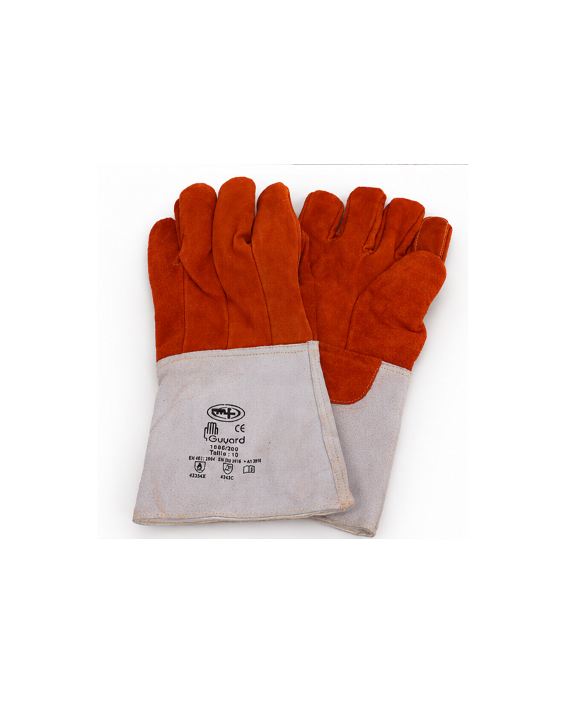 Paire de gants de protection anti-chaleur en cuir 200 mm