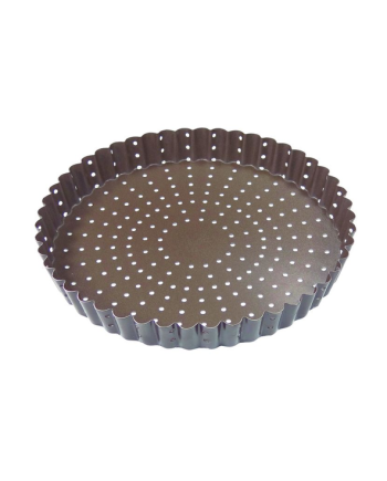 Tourtière cannelée perforée antiadhésive fond fixe hauteur 25 mm