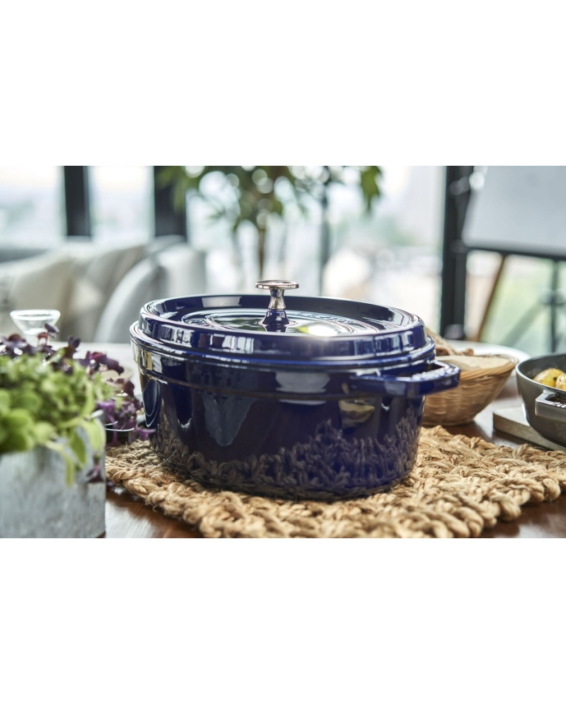 Cocotte ovale fonte bleu intense 330 mm