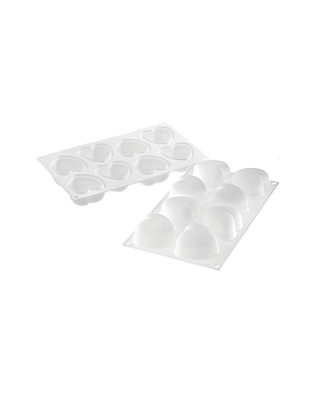 Moule silicone 8 coeurs bombés amorini